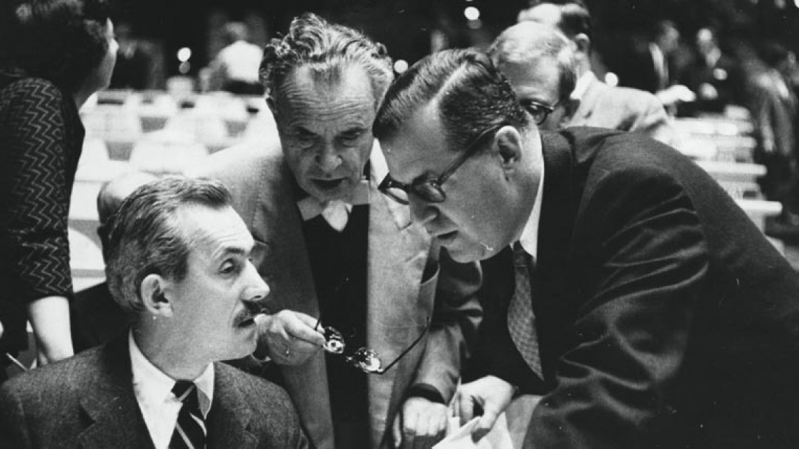 Jacob Robinson (center) - minority rights activist and lawyer in the US with Lithuanian heritage. taken from The Alfred Landecker Foundation website